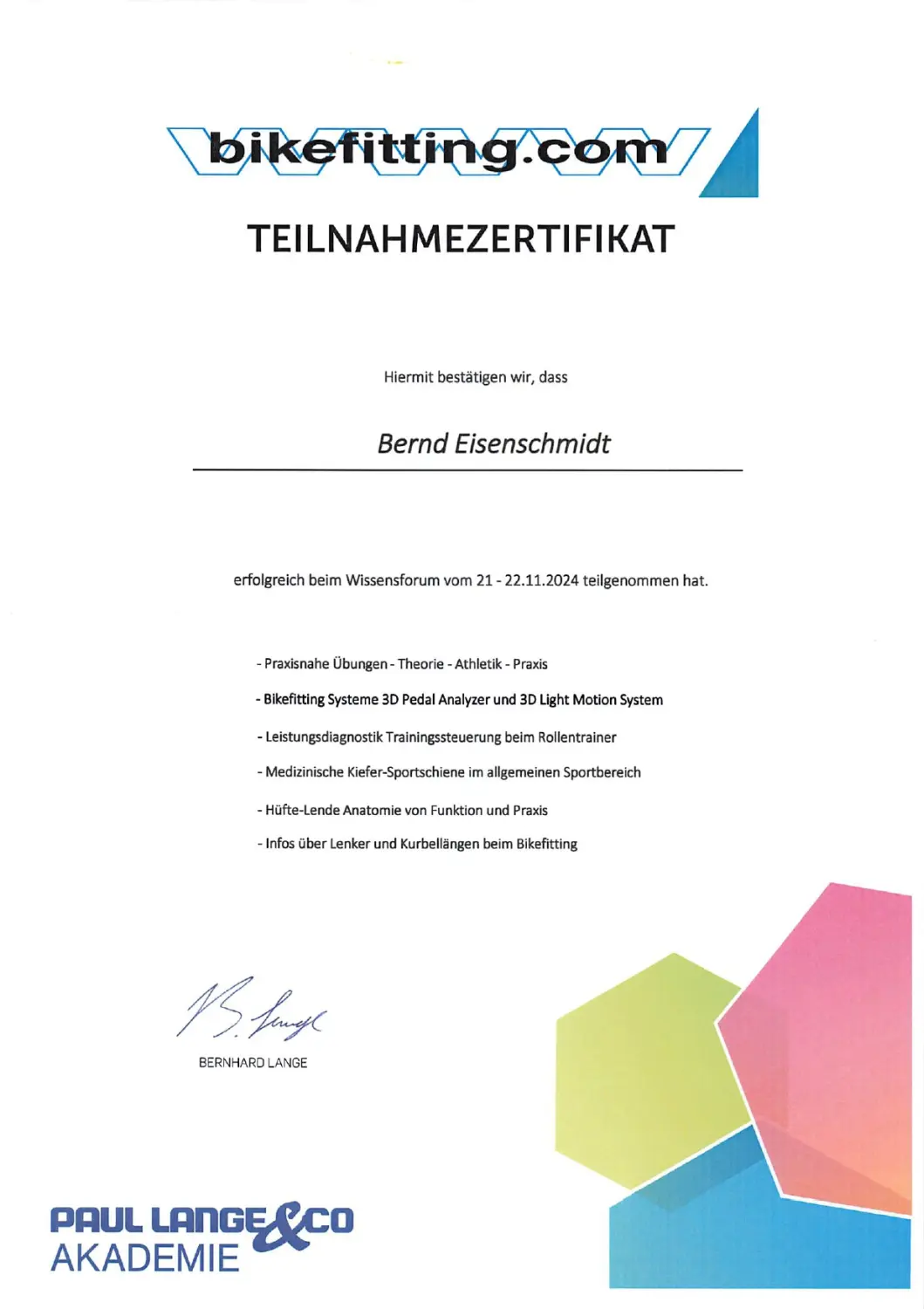 Zertifikat von bike-competence.de